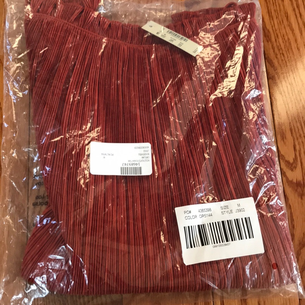 NWT Madewell Nicole Pleated Ruffle Tank Rust - Picture 3 of 5